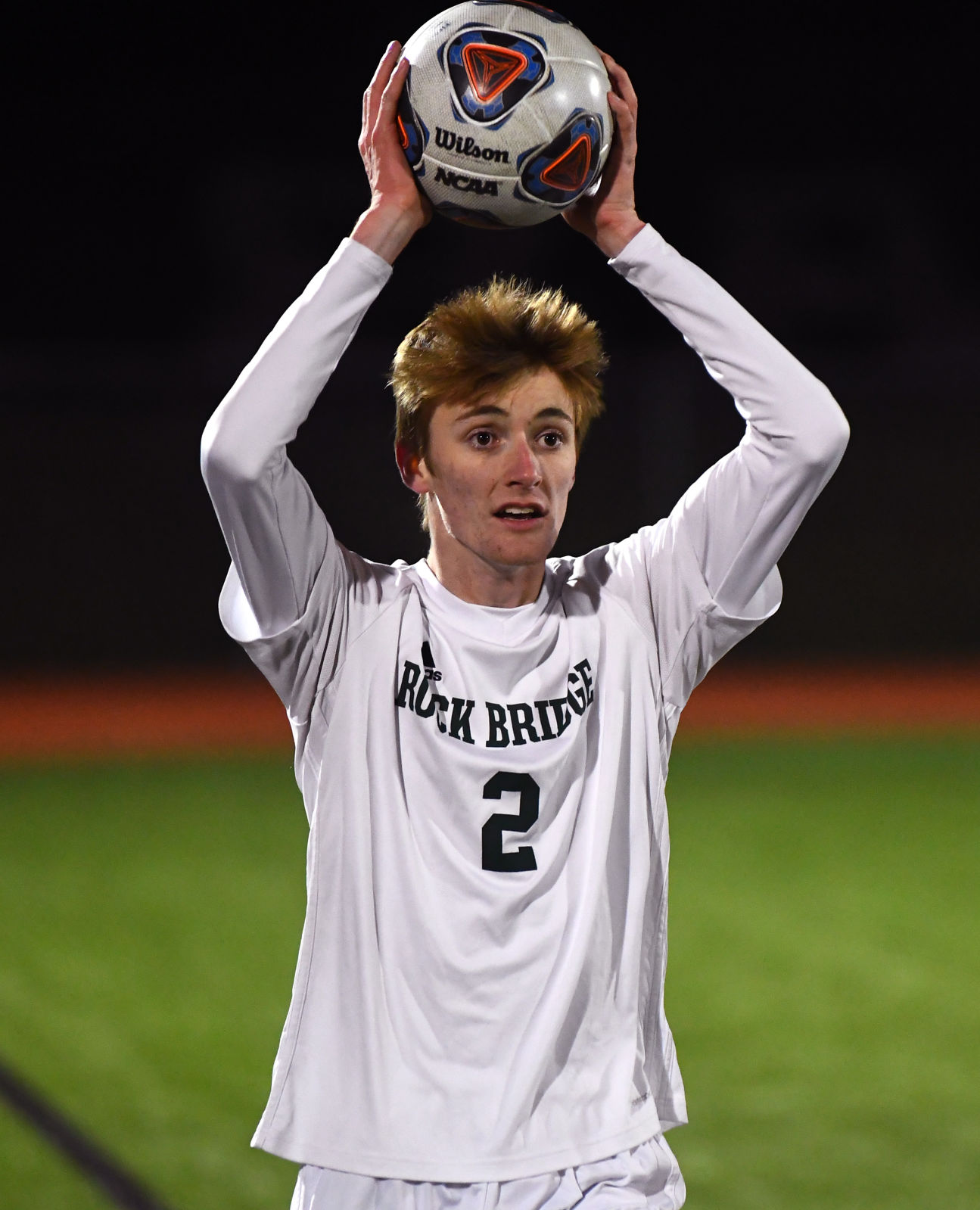 Defender Aaron VanDyke throws the ball in in a game against the Jefferson City Jays Thursday